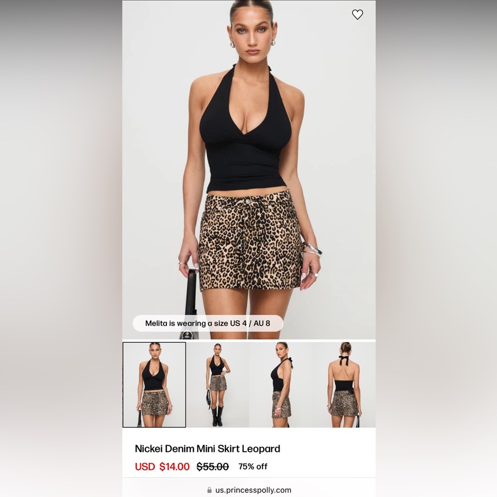 NWT Nickei Denim Mini Skirt Leopard